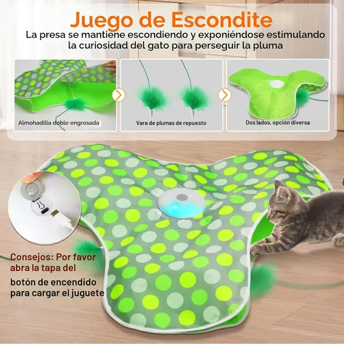 Vista 2 de umosis Juguetes interactivos para gatos recargables, moviendo plumas ocultas, chirriante de ratón real, juguete activado por tacto, juguetes