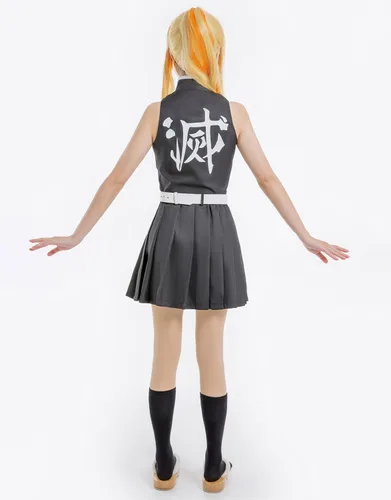 Vista 7 de Miccostumes Conjunto de uniforme de blusa y falda para mujer, kimono con abrigo