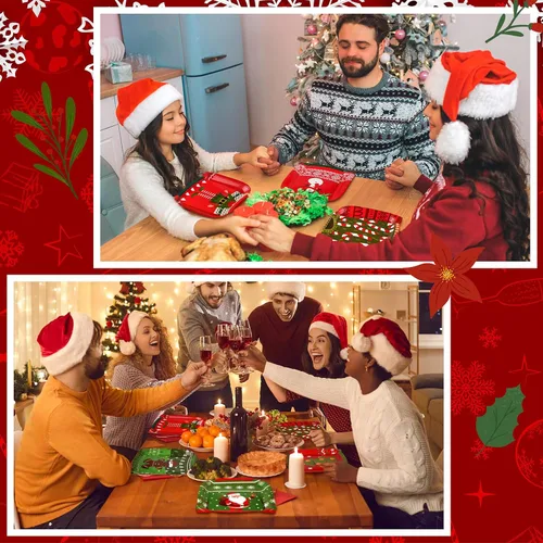 Vista 6 de Paquete de 120 platos de papel para suéter feo de Navidad, platos desechables de Navidad para fiesta de postre de 9 pulgadas con pan de jengibre