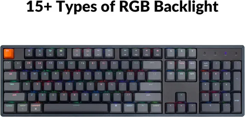 Vista 8 de Keychron K10 - Teclado mecánico para juegos con cable Bluetooth inalámbrico y USB de 104 teclas para Mac con interruptor Gateron G Pro marrón