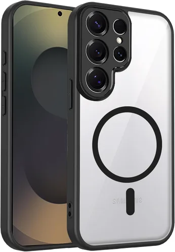 Vista 150 de Funda magnética transparente compatible con Xiaomi 17T, color negro 2 en 1 PC + TPU cubierta de teléfono a prueba de golpes, carcasa protectora