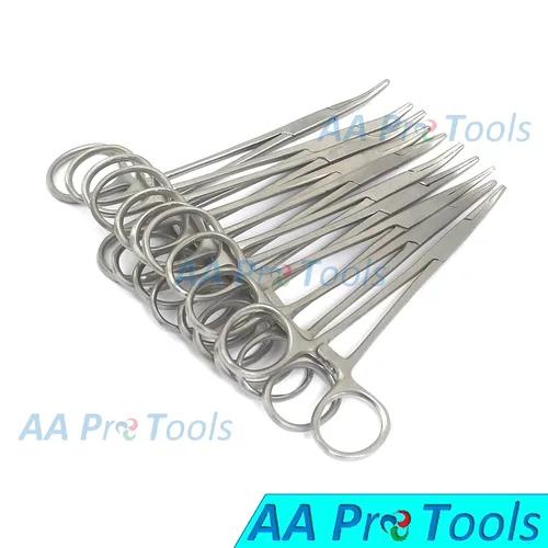 Vista 2 de AA PRO 10× Mosquito HEMOSTAT - Pinza curvada de 5 pulgadas, mango de bloqueo, instrumentos de recolección de calidad A+
