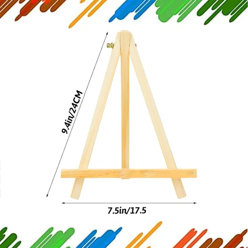 Vista 2 de Paquete de 4 caballetes de madera de pino de 9 pulgadas, soporte de caballete para pintar lienzos, arte y manualidades, trípode, caballete de fiesta