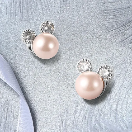 Vista 5 de Minnie Pearl Stud Earrings for Women, 7 mm CZ Cute Mouse Stainless Steel Earrings, Valentines Day Gift for Her