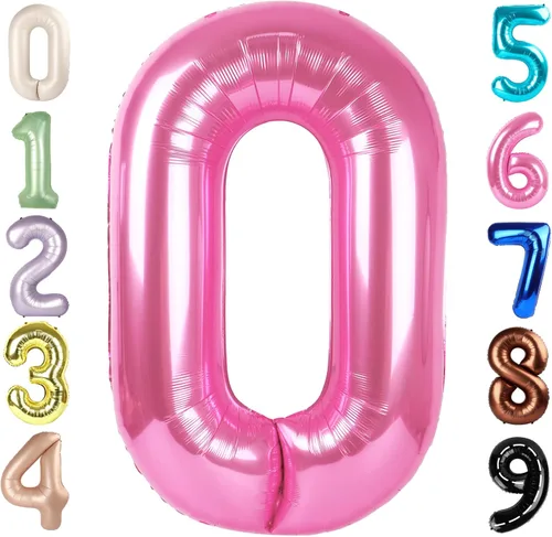 Vista 169 de Globos del números 0 de 40 pulgadas para formar los números 10, 20, 30, 40, 50, 60, 70, 80, 90, 100, para decoración de cumpleaños, bodas, eventos