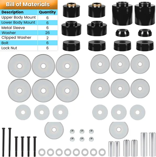 Vista 3 de Kit de buje de montaje de carrocería para Ford F-150 F-250 F-350 1980-1998 2WD 4WD Montajes de cabina de carrocería de poliuretano y mangas de acero