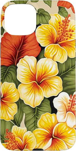 Vista 9 de Hawaiian Tropical Yellow Red Hibiscus Plumeria Case for iPhone 17
