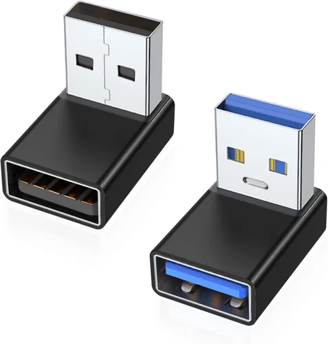 Vista 12 de AreMe Adaptador USB 3.0 de 90 grados, paquete de 2 unidades, extensor de convertidor USB A macho a hembra de ángulo recto para PC, laptop, cargador