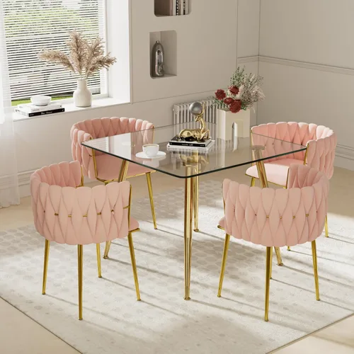 Vista 19 de Juego de mesa de comedor de cristal plateado para 2, juego de mesa cuadrada de lujo moderno de 36 pulgadas, juego de mesa de cocina minimalista de 3