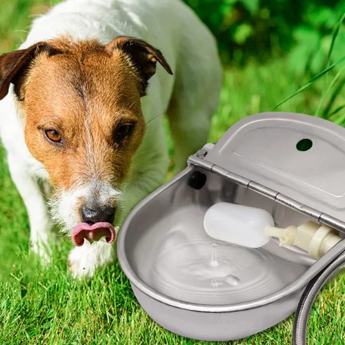 Vista 6 de Bebedero automático de acero inoxidable 304 con válvula de flotador y manguera de agua de 3/4 pulgadas – Cuenco autolenado para perro, gato, pollo