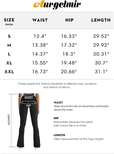 Vista 6 de Aurgelmir Pantalones de yoga para mujer, de forro polar, cintura alta, pierna ancha, pantalones acampanados con bolsillos