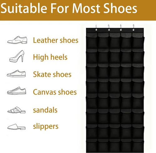 Vista 5 de Organizador de zapatos para puerta con 40 bolsillos grandes, zapatero para puerta con malla transpirable y ganchos reforzados, organizador multiusos