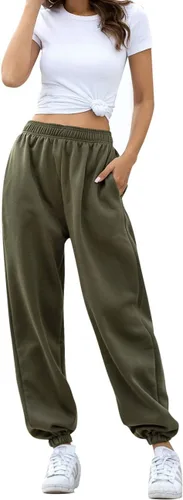 Vista 5 de HeSaYep - Pantalones deportivos de cintura alta para mujer, pantalones deportivos holgados para descansar