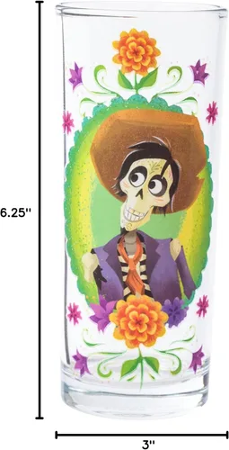 Vista 9 de Silver Buffalo Disney Pixar Coco - Juego de 4 vasos con diseño del Día de los Muertos, 10 onzas