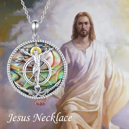 Vista 4 de ONEFINITY St MichaelNefertitiAnubisAnkhMaryMedusaJesusLolita Skull Necklace 925 Sterling Silver Angel Pendant New Years Necklace Jewelry Gifts for