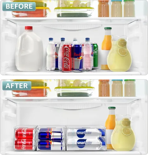 Vista 3 de Sorbus Organizador de latas para refrigerador y despensa, dispensador de 3 tamaños para latas estándar y delgadas y botellas de agua