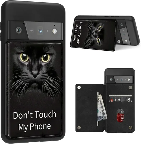 Vista 31 de Funda para Google Pixel 6 Pro con ranura para tarjetero, funda de piel sintética, doble cierre magnético y cubierta duradera de poliuretano girasol