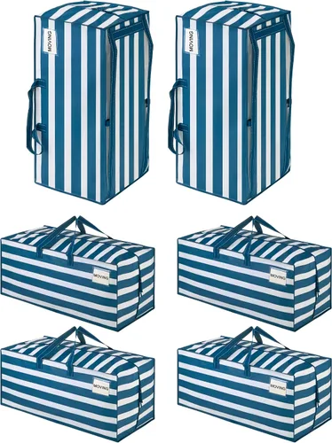 Vista 104 de VENO Paquete de 6 bolsas de mudanza resistentes con correas de mochila, cremalleras y asas, bolsas de embalaje extragrandes para artículos