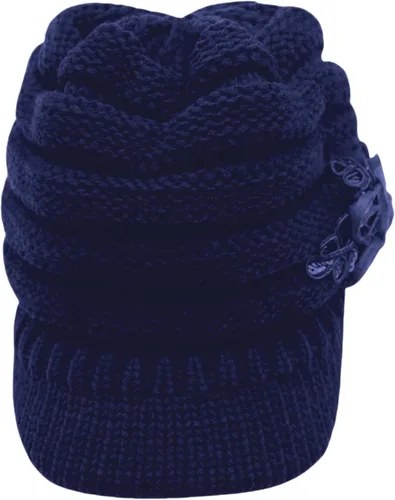 Vista 50 de C-US - Gorro de punto cálido para mujer, con visera de ganchillo con acento de flores