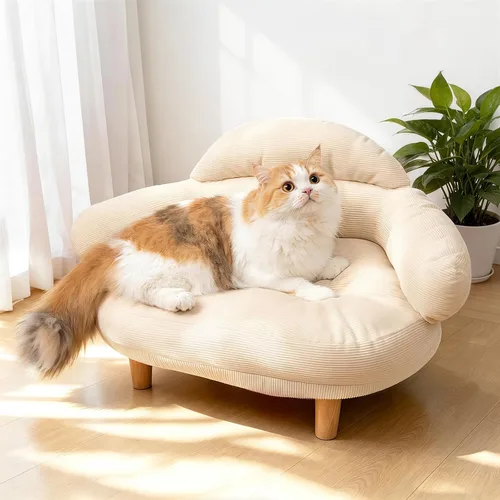 Vista 8 de Kitten - Sofá cama para gatos blancos, sofá para mascotas con patas