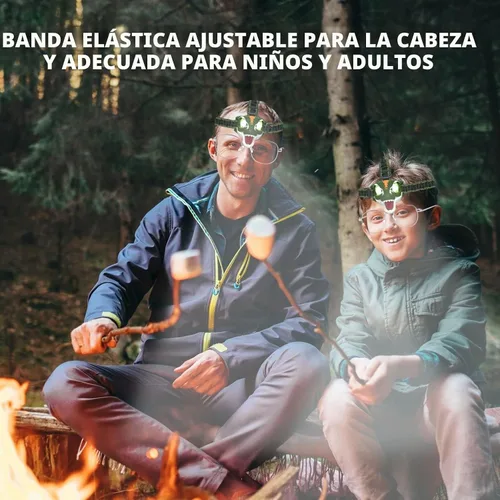 Vista 5 de COSOOS Linterna frontal LED para niños, equipo de camping, modo de rugido y silencio, lámpara de cabeza para exteriores para niño y niña, faro