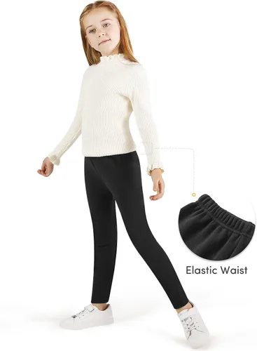 Vista 4 de Adorel Leggings de invierno con forro polar para niñas, paquete de 2