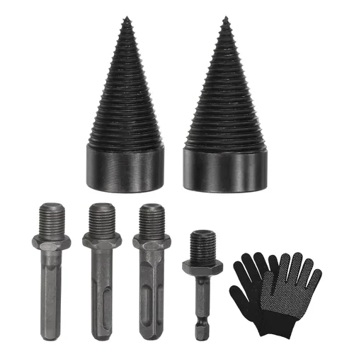 Vista 23 de M METERXITY Paquete de 1 broca divisora de madera de 1.260 in + 4 asas (cuadrada+redonda+vástago hexagonal+hexagonal pequeño) broca divisor de leña