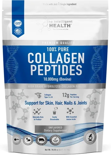 Vista 13 de The Intelligent Health - Péptidos de colágeno hidrolizado en polvo, alimentados con pasto, alto en proteínas, sin sabor, libres de gluten, apto