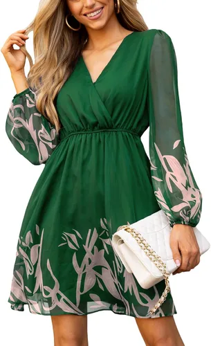 Vista 9 de CUPSHE Vestido floral de otoño para mujer, estilo bohemio, para vacaciones Borgoña Ditsy