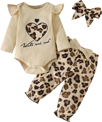 Vista 15 de Fullfamous Conjunto de mameluco y pantalón de 3 piezas con volantes de manga larga para bebé niña christmas 1