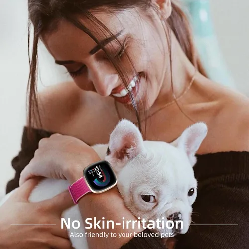 Vista 5 de Getino Compatible con Fitbit Versa 3 4 Fitbit Sense/Sense 2 bandas para mujeres y hombres, correa deportiva ajustable de nailon elástica compatible