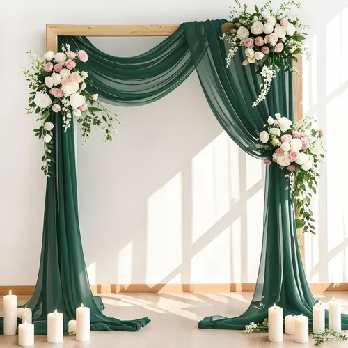 Vista 18 de LINXTAR 1 panel de tela para arco de boda, 1 panel de 30 x 18 pies, cortina de arco de gasa transparente azul bebé para cabina de fotos, despedida