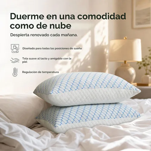 Vista 9 de VAINOC - Almohadas de espuma viscoelástica tamaño estándar, conjunto de 2, almohada firme de enfriamiento ajustable para dormir de lado, espalda