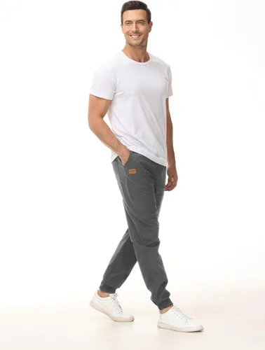 Vista 5 de LIUPMWE Pantalones deportivos casuales para hombre con bolsillos, pantalones de algodón para correr, pantalones de senderismo, pantalones cargo