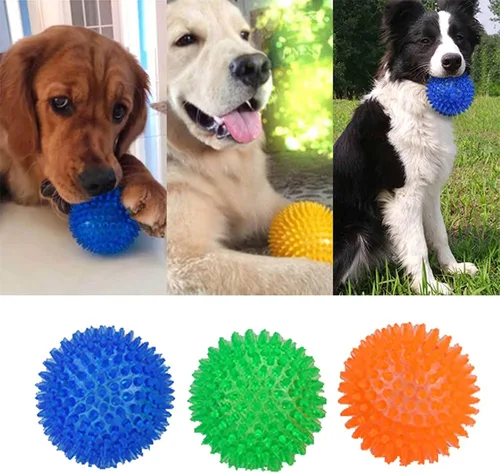 Vista 3 de Orgrimmar Pelotas para masticar chirriantes para perros de 2.55 pulgadas, juguetes de limpieza suave para mascotas, 3