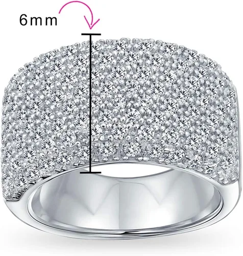 Vista 5 de Personalized Micro Pave AAA Cubic Zirconia Cocktail Anniversary Wide CZ Pave Anniversary Statement 12 Eternity Wedding Band Ring For Women Rose Gold