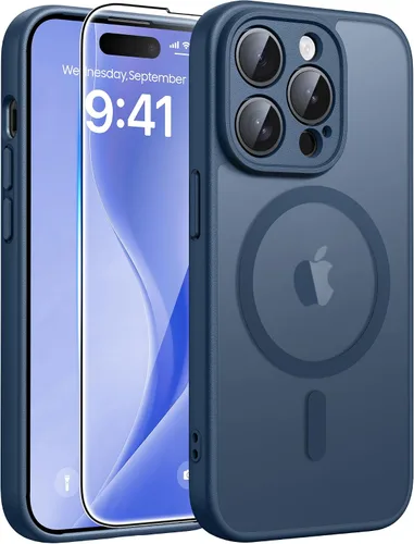 Vista 278 de FNTCASE - Funda para iPhone 16 Pro: magnética, mate, translúcida, de grado militar, protectora contra caídas, resistente, fina, duradera y a prueba