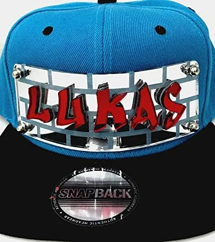 Vista 5 de Gorra personalizada con seis paneles de visera plana con letras de graffiti cortadas con láser, hecho a medida, cómodo y único, gran regalo, una
