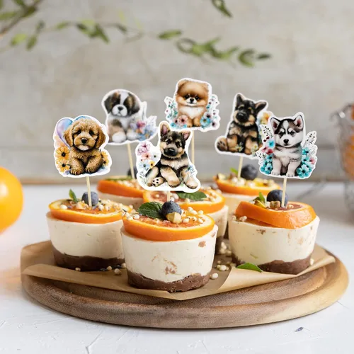 Vista 5 de Gyufise 36 adornos para cupcakes para mascotas, decoración de dibujos animados para tartas de perros y cachorros, para baby shower y fiesta