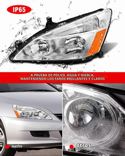 Vista 5 de Conjunto de faros delanteros Accord 2003 2004 2005 2006 2007 para Honda Accord 2003-2007 2/4dr lente transparente carcasa cromada con reflector
