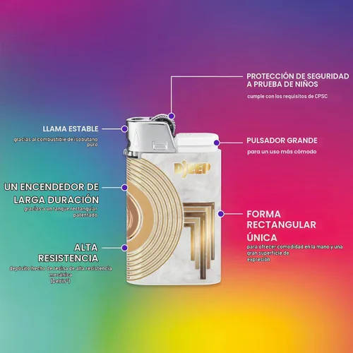 Vista 7 de DJEEP Encendedores de bolsillo, Colección Elegante con textura metálica, Encendedores únicos marmoleados, Paquete de 4 unidades de encendedores