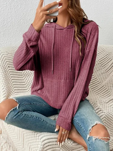 Vista 3 de SOLY HUX Sudaderas con capucha de manga larga con cordón para mujer, con bolsillo frontal