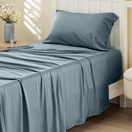 Vista 48 de Bedsure PureWoven 100% rayón derivado de bambú, sábanas de cama individual, 3 piezas