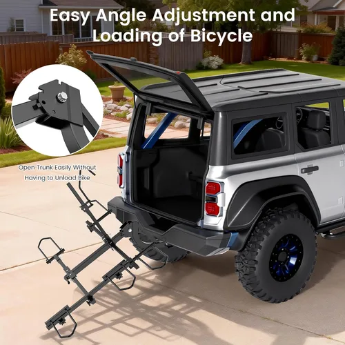 Vista 7 de NAIZEA Soporte de enganche para 2 bicicletas, capacidad de 270 libras, compatible con E-Trikes y bicicletas E, combinación libre multifuncional