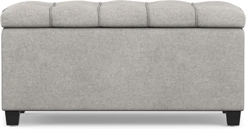 Vista 6 de SIMPLIHOME Sienna - Otomana de almacenamiento de tela con aspecto de lino Gris (Dove Grey)