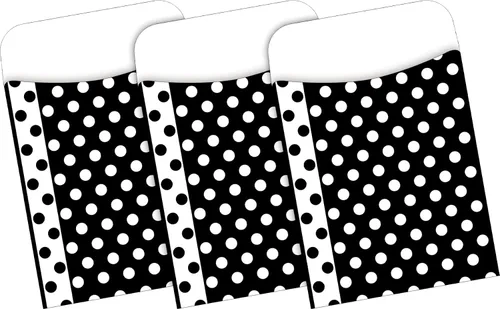 Vista 3 de Barker Creek Carpeta de archivos y bolsillos para biblioteca, puntos blancos y negros, 12 carpetas de archivos impresas en stock de 14 puntos y 30