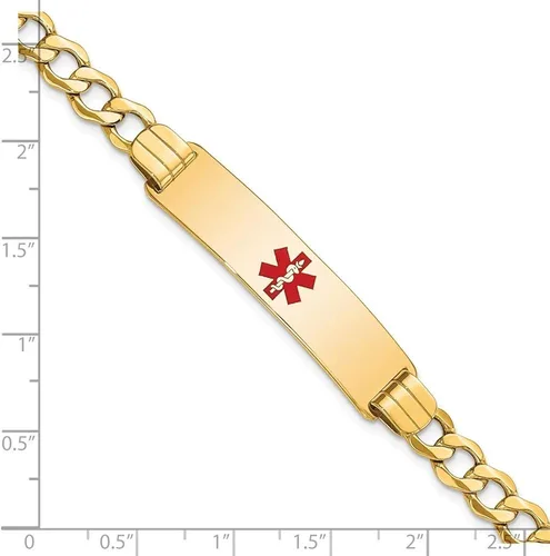 Vista 4 de Pulsera de oro amarillo de 14 quilates con esmalte rojo médico de 0232in para identificación de 70in