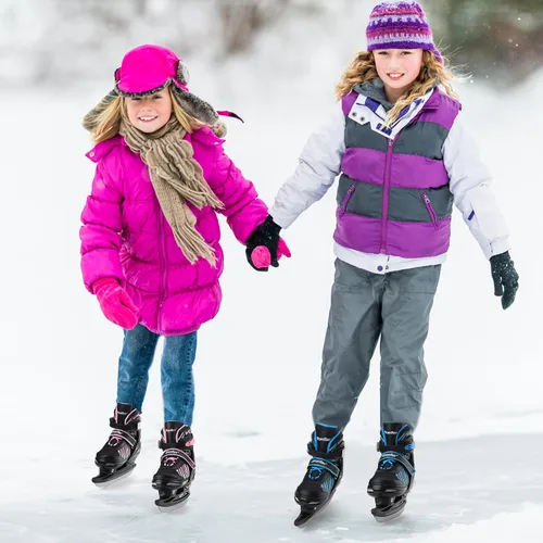 Vista 7 de Patines de hielo ajustables para niños y niñas, patines de hockey sobre hielo para principiantes de 4 a 12 años, zapatos de patinaje sobre hielo