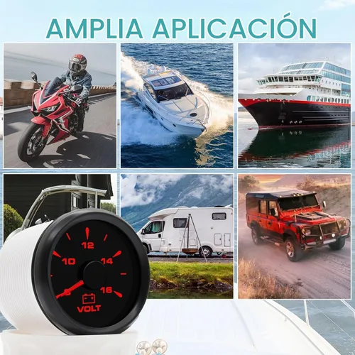 Vista 7 de Geloo Medidor de Voltaje Marino de 52 mm 8-16 Voltímetro de Voltaje para Barco y Coche Juego de Indicadores de Voltaje con Retroiluminación de 7