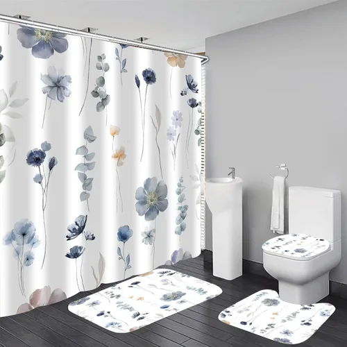 Vista 8 de DDQQ Juego de 4 Piezas de Cortina de Ducha de Labios Sexy para Mujeres con Lazo de Perlas, Juego de Decoración de Baño, Cortinas de Baño de Perfume